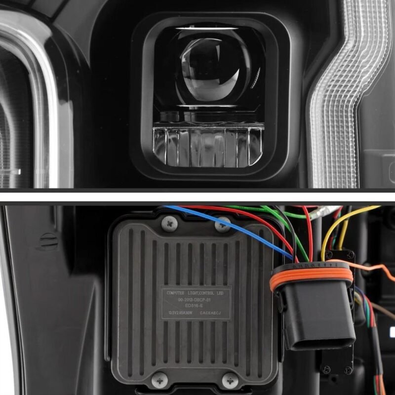 Fits ( Spyder Apex ) Ford F-250/F-350/F450 Super Duty 2017-2019 Factory LED Model ( Not Compatible With Factory Halogen Model ) High-Power LED Module Headlights - Greeting Light Animation - Switchback Sequential Turn Signal Lights - Black - Image 6