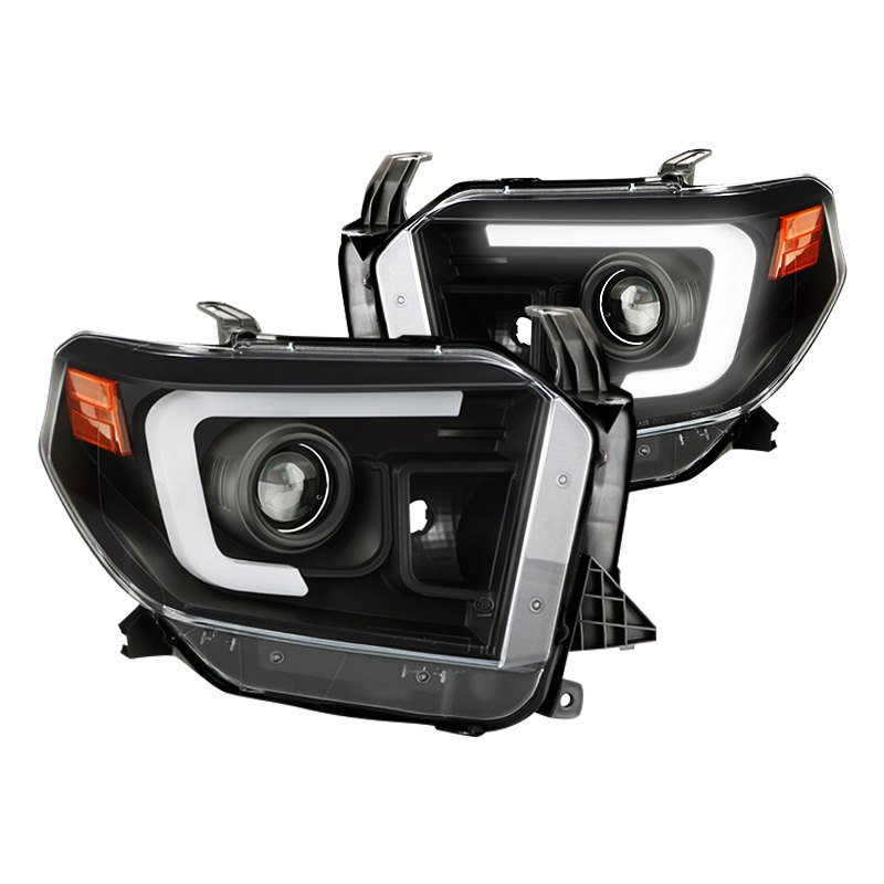Fits ( Spyder Apex ) Toyota Tundra 2014-2017 / 2018 Tundra ( Only Fit SR and SR5 Model ) Light Bar Projector Headlights - LED Module High/Low Beam ; Signal-4157NA(Not Included) - Black