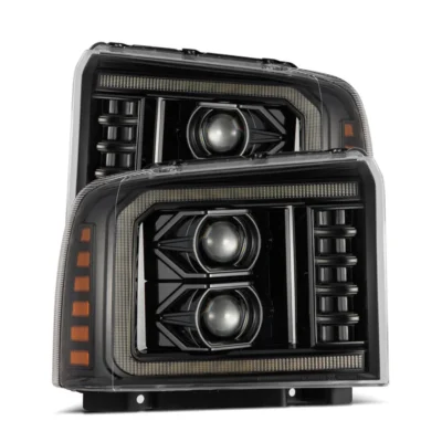 Fits 05-07 Ford Super Duty/Excursion PRO-Series Halogen Projector Headlights Alpha-Black