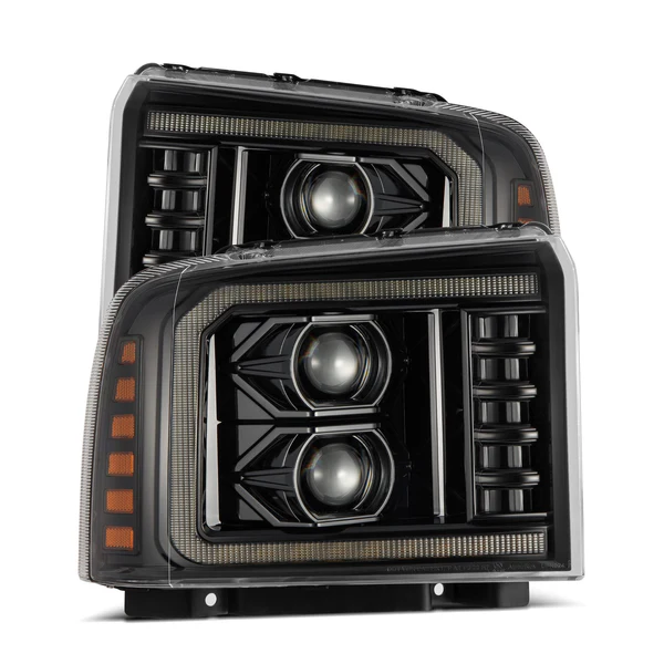 Fits 05-07 Ford Super Duty/Excursion PRO-Series Halogen Projector Headlights Alpha-Black