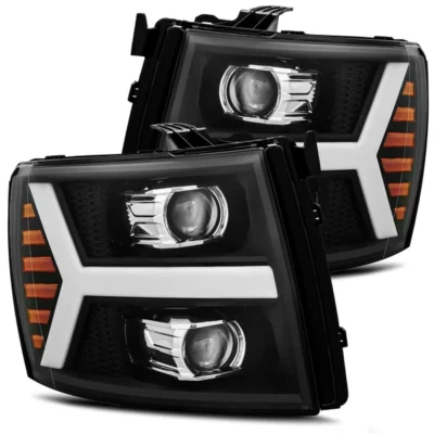 Fits 07-13 Chevrolet Silverado PRO-Series Halogen Projector Headlights Black