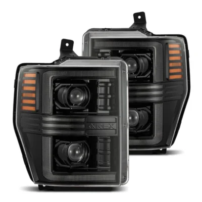 Fits 08-10 Ford Super Duty/Excursion PRO-Series Halogen Projector Headlights Alpha-Black