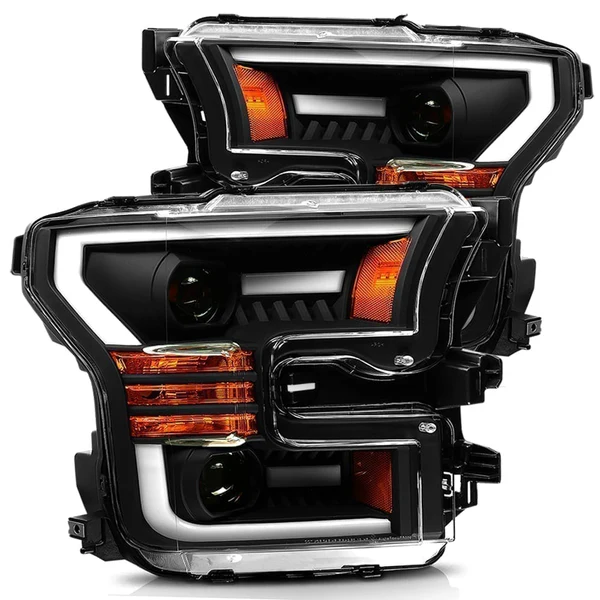 Fits 15-17 Ford F150 PRO-Series Halogen Projector Headlights Black
