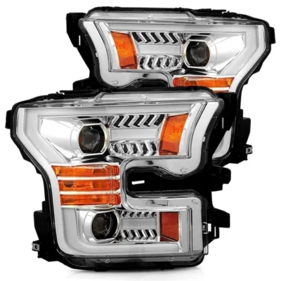 Fits 15-17 Ford F150 PRO-Series Halogen Projector Headlights Chrome