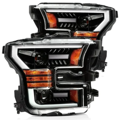 Fits 15-17 Ford F150 PRO-Series Halogen Projector Headlights Jet Black