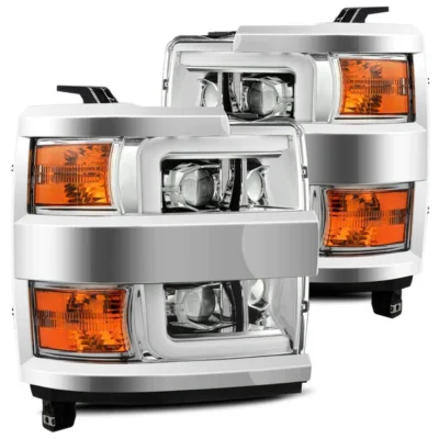 Fits 15-19 Chevrolet Silverado 2500HD/3500HD PRO-Series Halogen Projector Headlights Chrome