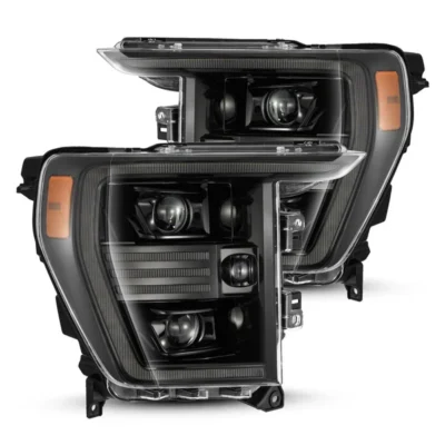 Fits 21-23 Ford F150 PRO-Series Halogen Projector Headlights Alpha-Black
