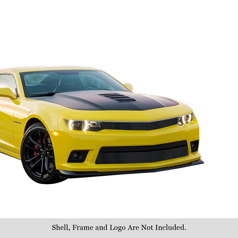 Fits 	 2014-2015 Chevy Camaro LS/LT With RS Package Main Upper + Lower Bumper Black Stainless Steel Billet Grille - Image 2