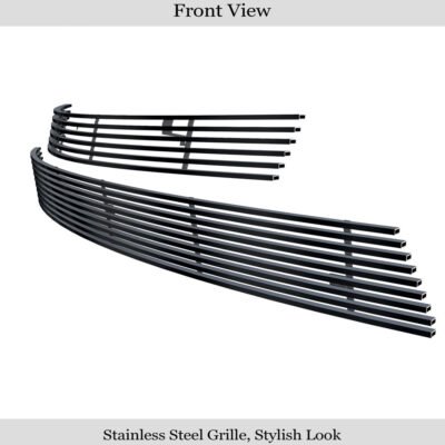 Fits 	 2014-2015 Chevy Camaro LS/LT With RS Package Main Upper + Lower Bumper Black Stainless Steel Billet Grille