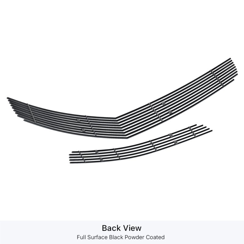Fits 2010-2013 Chevy Camaro LT V6/2010-2013 Chevy Camaro LS V6 Main Upper + Lower Bumper Black Stainless Steel Billet Grille - Image 2