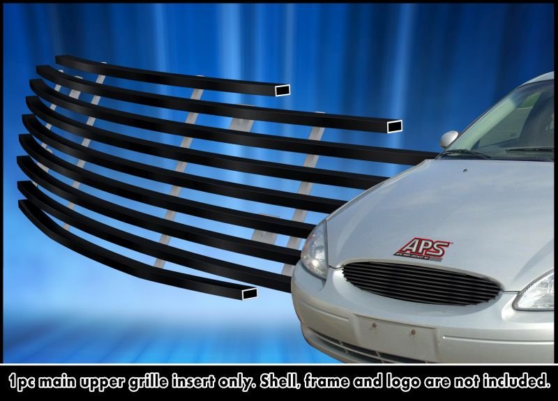 Fits 2000-2003 Ford Taurus Main Upper Black Stainless Steel Billet Grille