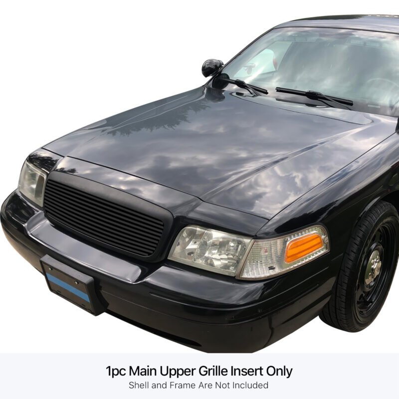 Fits 1998-2012 Ford Victoria Only For Honeycomb Style Logo Cover Main Upper Black Stainless Steel Billet Grille - Image 3
