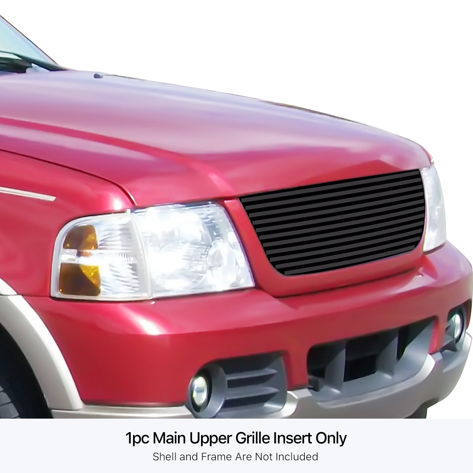 Fits 2002-2005 Ford Explorer Not For Sport and Sport Trac Main Upper Black Stainless Steel Billet Grille - Image 3