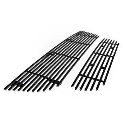 Fits 2002-2005 Ford Explorer Not For Sport or Sport Trac Main Upper + Lower Bumper Black Stainless Steel Billet Grille