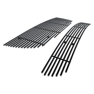 Fits 2007-2013 GMC Yukon Not For Hybrid Main Upper + Lower Bumper Black Stainless Steel Billet Grille
