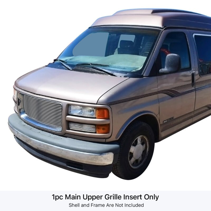 Fits 1996-2002 GMC Savana (Only fit vehicles with chrome ring around grille shell) Main Upper Stainless Steel Billet Grille - Image 3