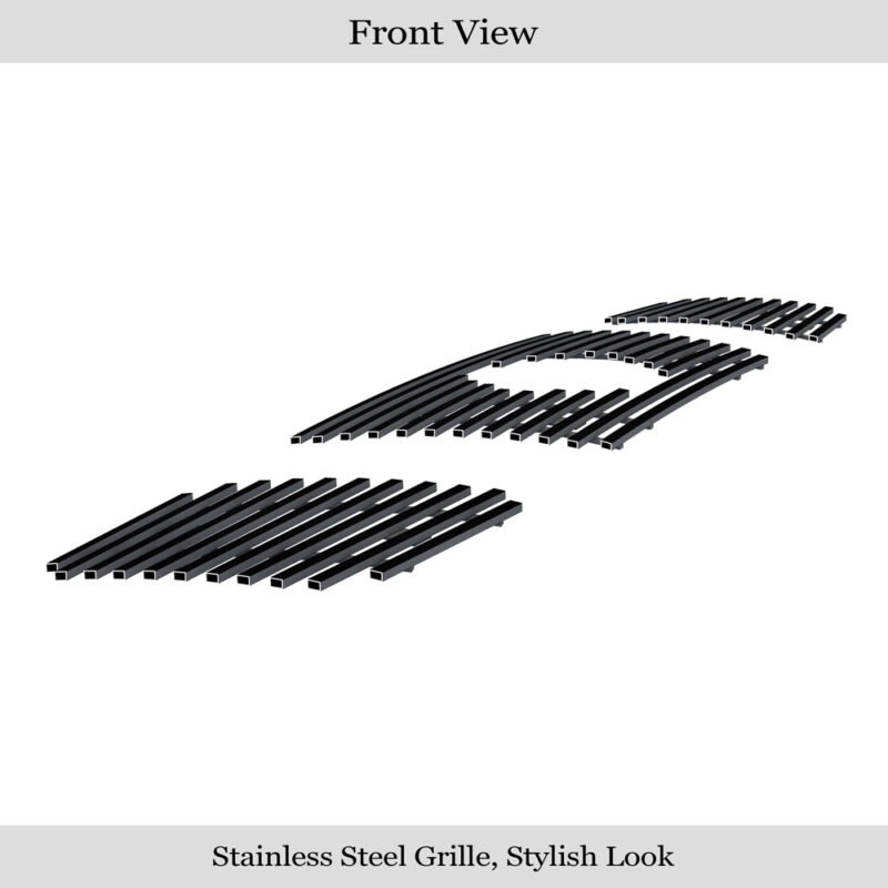 Fits 2004-2007 Nissan Armada With Logo Show/2004-2006 Nissan Titan With Logo Show/2007-2007 Nissan Titan Classic Model; With Logo Show Main Upper Black Stainless Steel Billet Grille