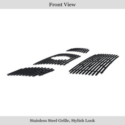 Fits 2004-2006 Nissan Titan With Logo Show/2007-2007 Nissan Titan Classic Model; With Logo Show/2004-2007 Nissan Armada With Logo Show Main Upper + Lower Bumper Black Stainless Steel Billet Grille