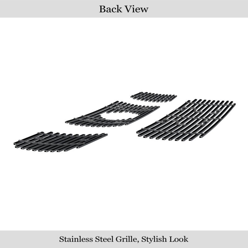 Fits 2004-2006 Nissan Titan With Logo Show/2007-2007 Nissan Titan Classic Model; With Logo Show/2004-2007 Nissan Armada With Logo Show Main Upper + Lower Bumper Black Stainless Steel Billet Grille - Image 2
