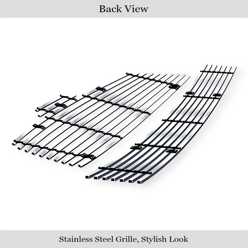 Fits 2007-2009 Nissan Altima Sedan Main Upper + Lower Bumper Stainless Steel Billet Grille - Image 2
