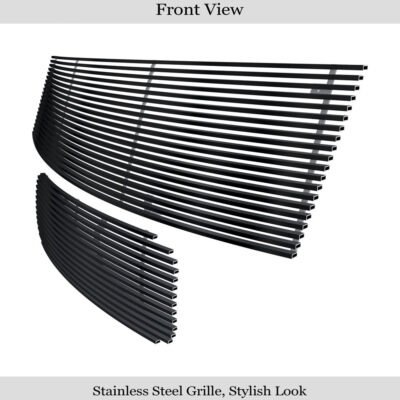 Fits 2004-2007 Nissan Armada /2004-2007 Nissan Titan Main Upper + Lower Bumper Black Stainless Steel Billet Grille