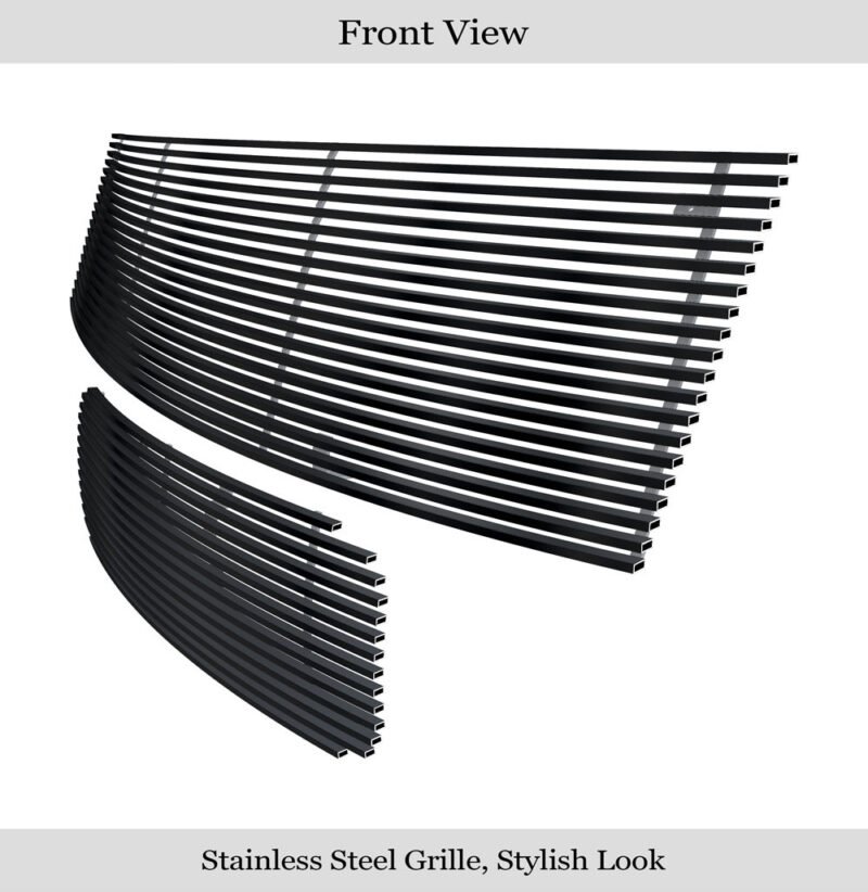 Fits 2004-2007 Nissan Armada /2004-2007 Nissan Titan Main Upper + Lower Bumper Black Stainless Steel Billet Grille
