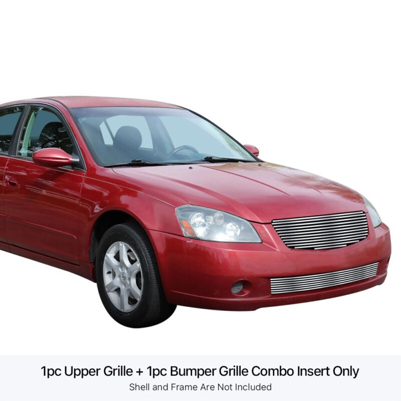 Fits 2005-2006 Nissan Altima Main Upper + Lower Bumper Stainless Steel Billet Grille - Image 3