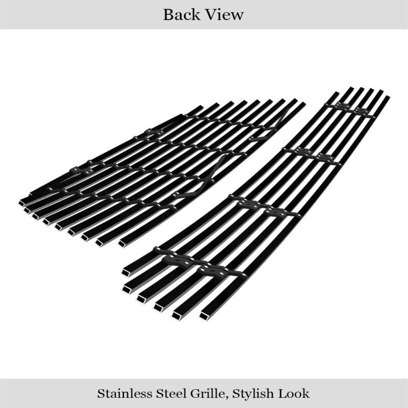 Fits 2002-2004 Nissan Altima Main Upper + Lower Bumper Black Stainless Steel Billet Grille - Image 2