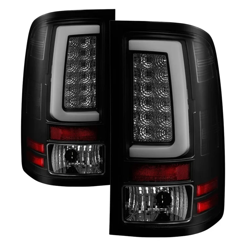 Fits GMC Sierra 1500 07-13 2500HD/3500HD 07-14 (does not fit 3500HD Dually Models) Version 2 Light Bar LED Tail Lights - Black Smoke