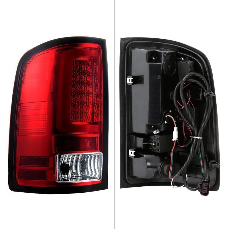 Fits GMC Sierra 1500 07-13 2500HD/3500HD 07-14 (does not fit 3500HD Dually Models) Version 2 Light Bar LED Tail Lights - Red Clear - Image 2