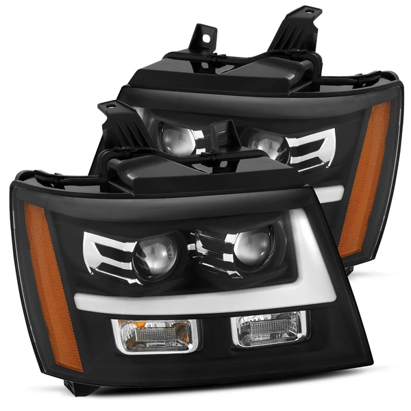 Fits 07-14 Chevrolet Tahoe/Suburban/07-13 Avalanche MK II PRO-Series Halogen Projector Headlights Black
