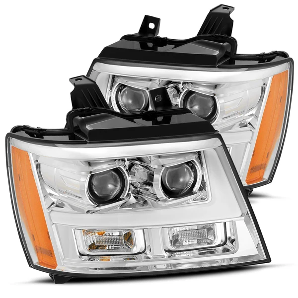 Fits 07-14 Chevrolet Tahoe/Suburban/07-13 Avalanche MK II PRO-Series Halogen Projector Headlights Chrome