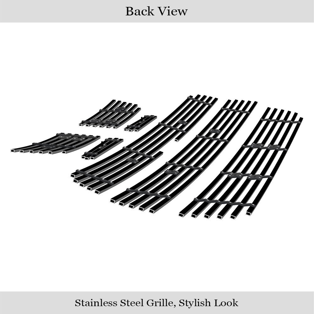 Fits 2006-2009 Chevy Trailblazer SS Main Upper + Lower Bumper Black Stainless Steel Billet Grille - Image 2