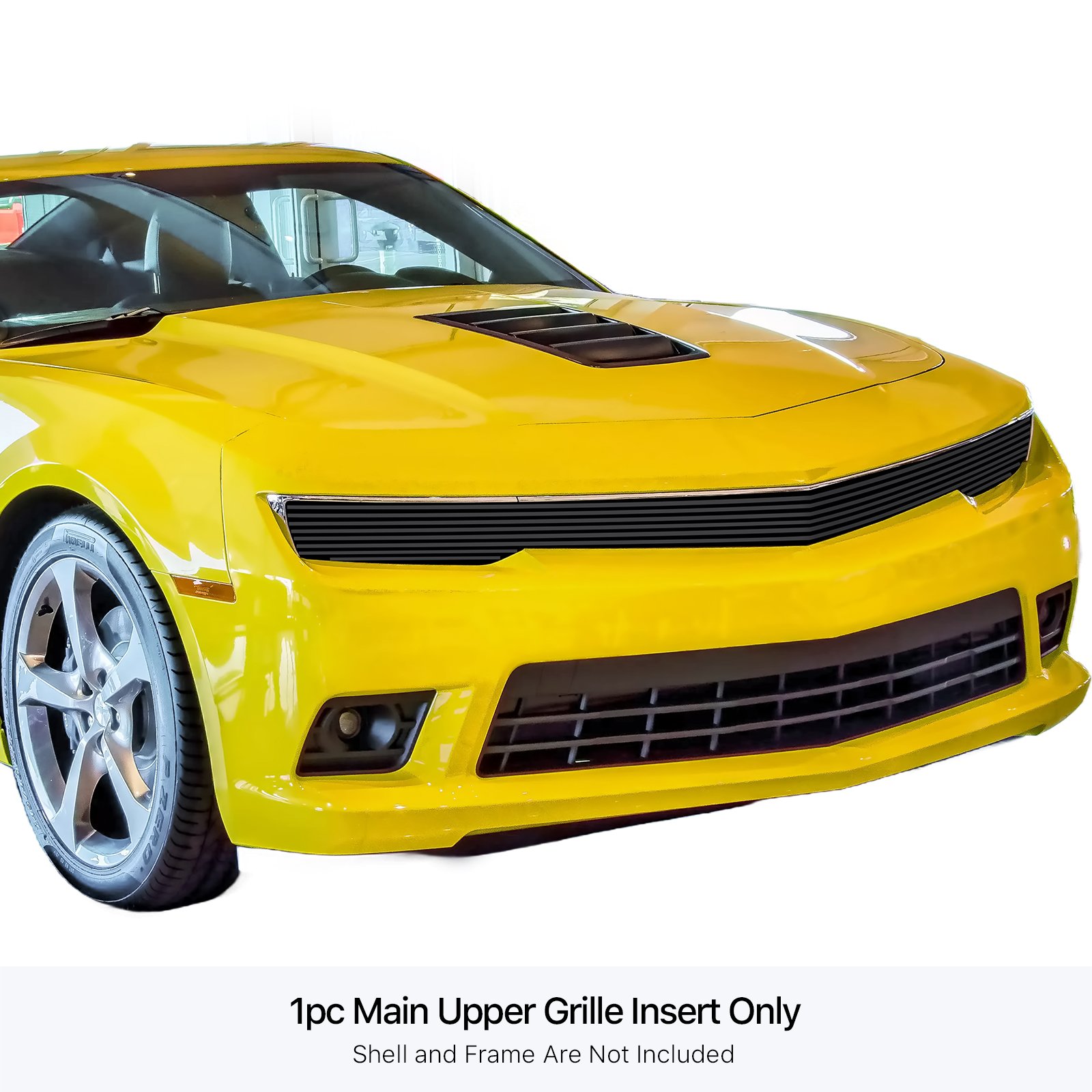 Fits 2014-2015 Chevy Camaro SS With RS Package Phantom Style/2014-2015 Chevy Camaro LS With RS Package Phantom Style/2014-2015 Chevy Camaro LT With RS Package Phantom Style Main Upper Black Stainless Steel Billet Grille - Image 3
