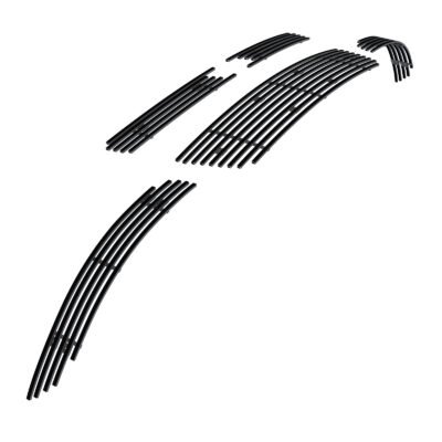 Fits 2006-2013 Chevy Impala LT Without Fog Light/2006-2013 Chevy Impala LS Without Fog Light Main Upper + Lower Bumper Black Stainless Steel Billet Grille
