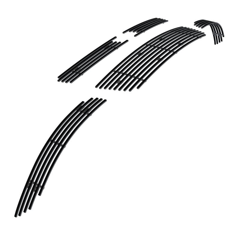 Fits 2006-2013 Chevy Impala LT Without Fog Light/2006-2013 Chevy Impala LS Without Fog Light Main Upper + Lower Bumper Black Stainless Steel Billet Grille