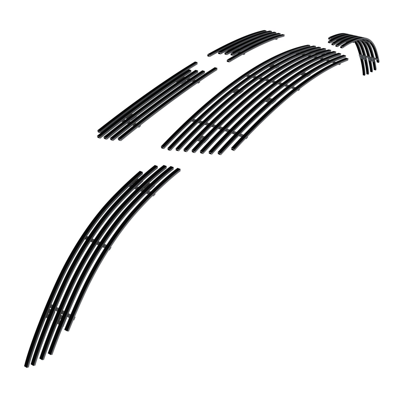 Fits 2006-2013 Chevy Impala LT Without Fog Light/2006-2013 Chevy Impala LS Without Fog Light Main Upper + Lower Bumper Black Stainless Steel Billet Grille