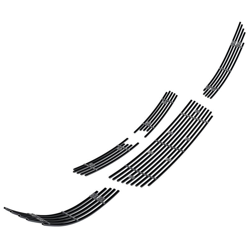 Fits 2006-2013 Chevy Impala LT Without Fog Light/2006-2013 Chevy Impala LS Without Fog Light Main Upper + Lower Bumper Black Stainless Steel Billet Grille - Image 2