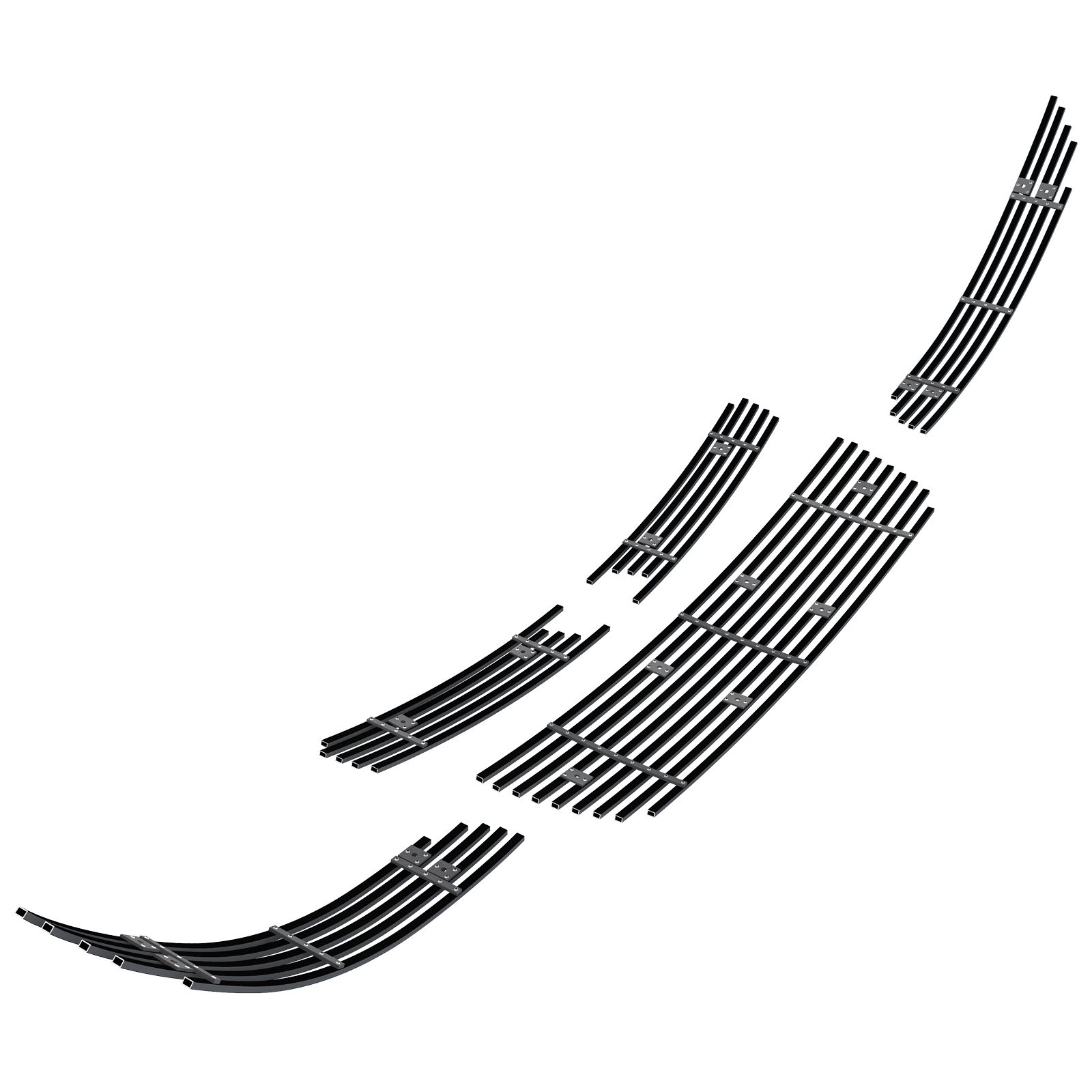 Fits 2006-2013 Chevy Impala LT Without Fog Light/2006-2013 Chevy Impala LS Without Fog Light Main Upper + Lower Bumper Black Stainless Steel Billet Grille - Image 2