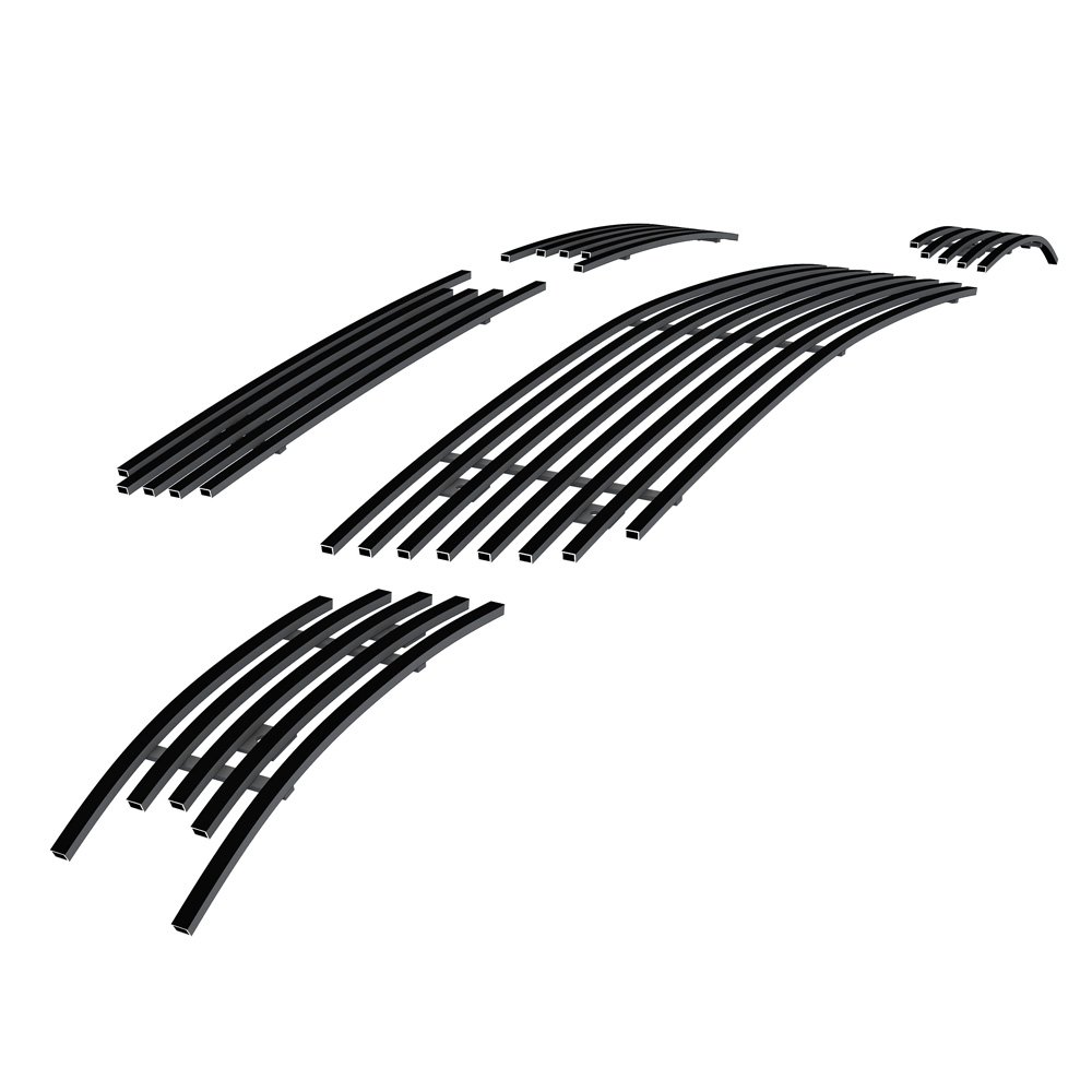 Fits 2006-2013 Chevy Impala With Fog Light /2014-2016 Chevy Impala Limited Model Only With Fog Light Main Upper + Lower Bumper Black Stainless Steel Billet Grille