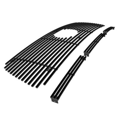Fits 2007-2009 Toyota Tundra With Logo Show Main Upper + Lower Bumper Black Stainless Steel Billet Grille