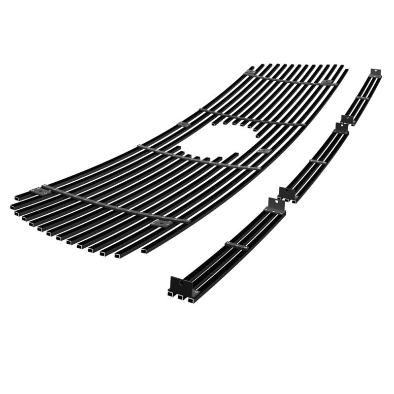 Fits 2007-2009 Toyota Tundra With Logo Show Main Upper + Lower Bumper Black Stainless Steel Billet Grille - Image 2