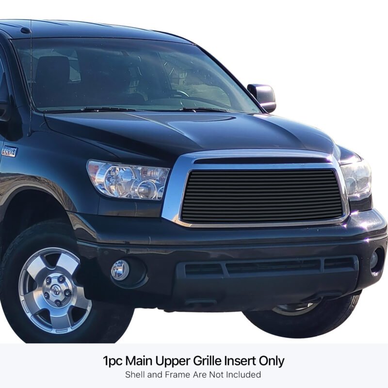 Fits 2010-2013 Toyota Tundra 1 PC Without Logo Show Main Upper Black Stainless Steel Billet Grille - Image 2