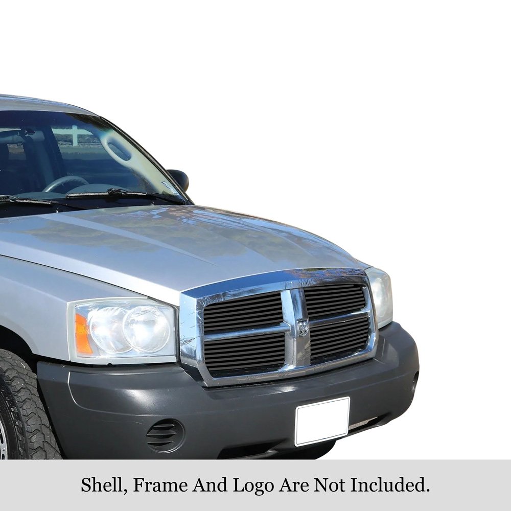 Fits 2005-2007 Dodge Dakota Main Upper Black Stainless Steel Billet Grille - Image 3