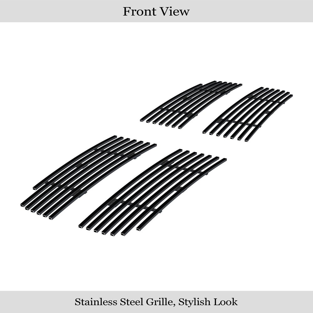 Fits 2005-2007 Dodge Dakota Main Upper Black Stainless Steel Billet Grille