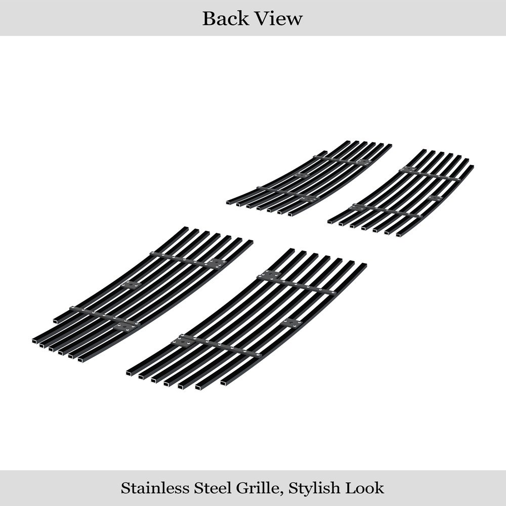 Fits 2005-2007 Dodge Dakota Main Upper Black Stainless Steel Billet Grille - Image 2