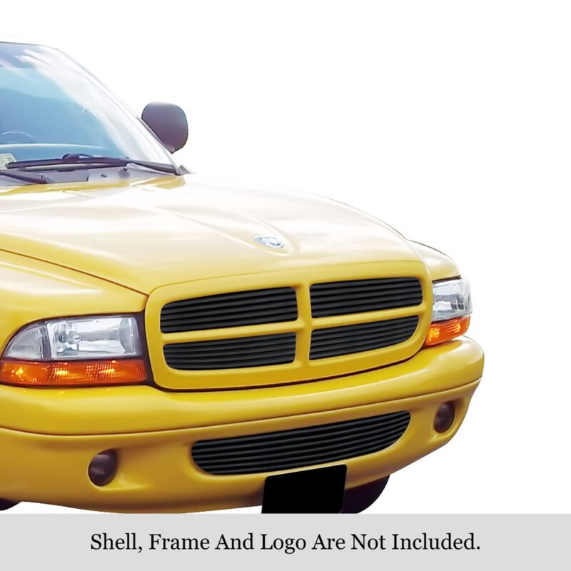 Fits 1997-2004 Dodge Dakota /1997-2003 Dodge Durango Main Upper + Lower Bumper Black Stainless Steel Billet Grille - Image 3
