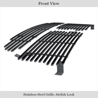Fits 1997-2004 Dodge Dakota /1997-2003 Dodge Durango Main Upper + Lower Bumper Black Stainless Steel Billet Grille