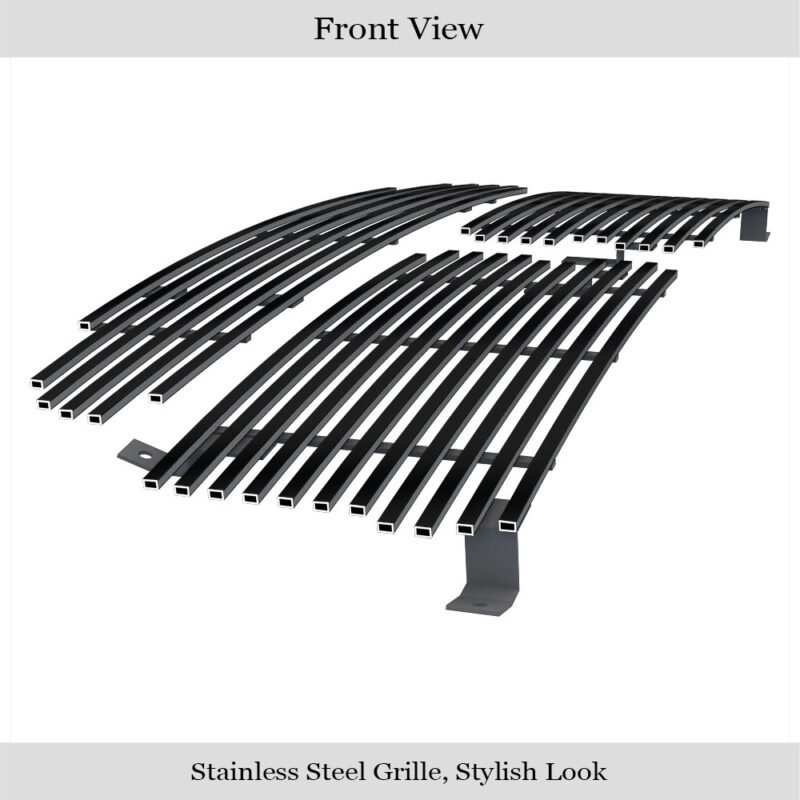Fits 1997-2004 Dodge Dakota /1997-2003 Dodge Durango Main Upper + Lower Bumper Black Stainless Steel Billet Grille