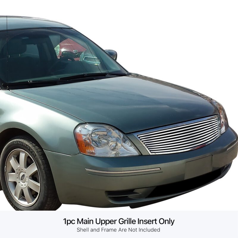 Fits 2005-2007 Ford Five Hundred Logo Covered Main Upper Stainless Steel Billet Grille - Image 3